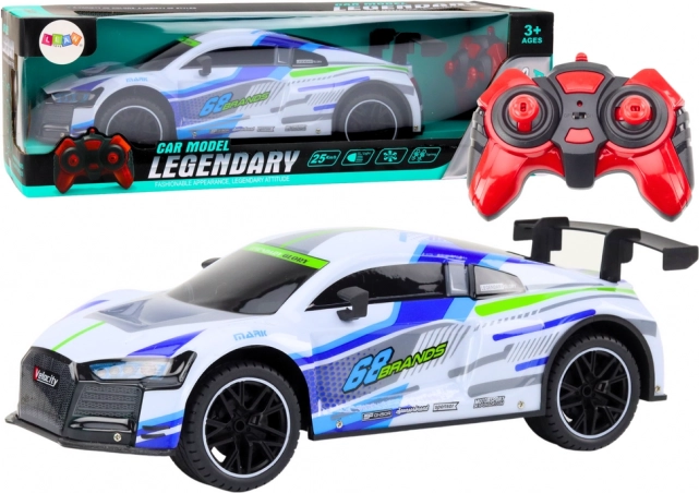 RC športni avto 1:10 z LED lučmi, hitrost 25 km/h – bel