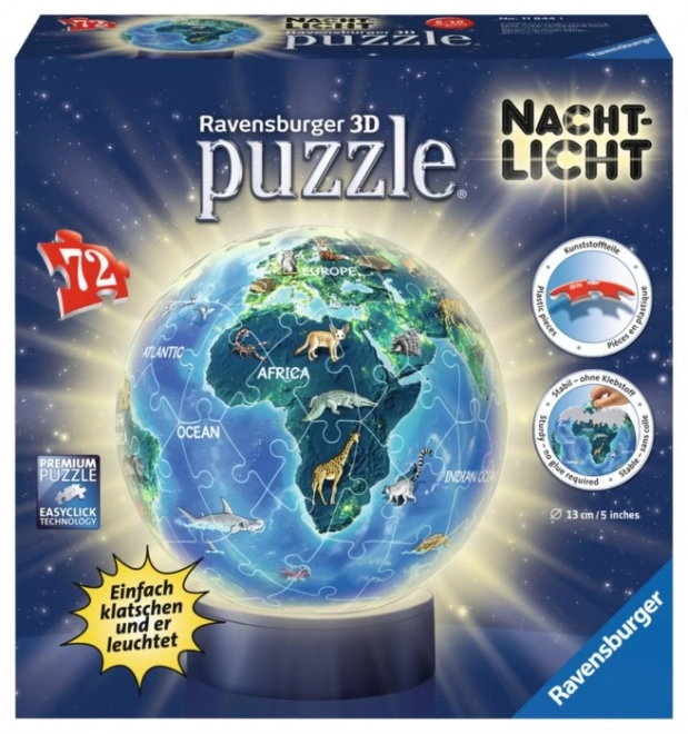 Ravensburger 3D svetleči puzzleball Nočni globus 72 kosov