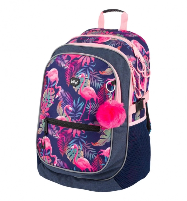 BAAGL Šolski nahrbtnik Flamingo