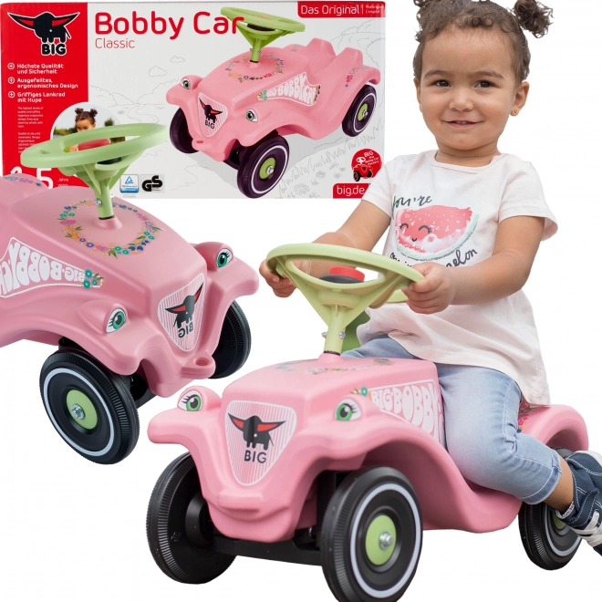Avto poganjalec BIG BOBBY CAR CLASSIC roza z rožicami