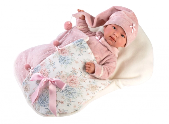 Llorens 84450 NEW BORN - realistična lutka dojenček z zvoki in mehkim tekstilnim telesom - 44 cm