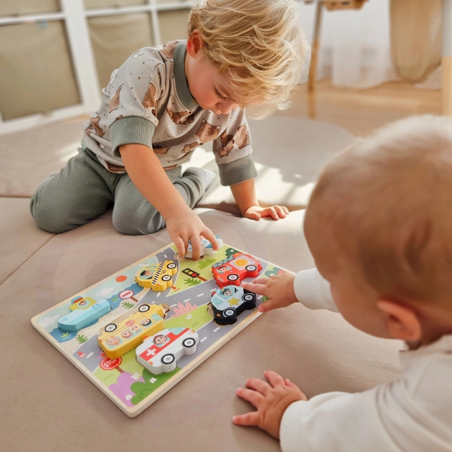 Lesena sestavljanka Montessori mesto