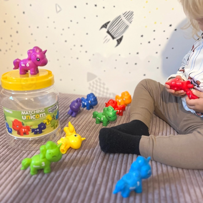 Montessori komplet za učenje številk in barv Samorogi