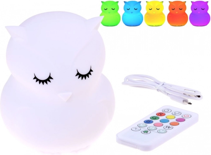 Silikonska nočna lučka sova z daljinskim upravljalnikom RGB