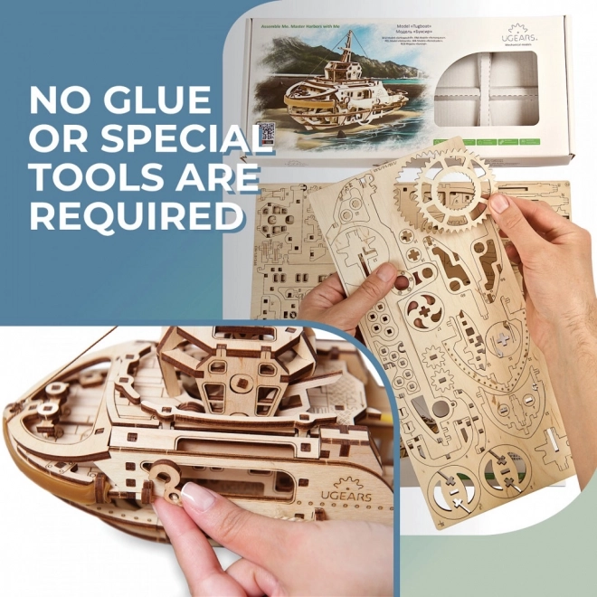 Ugears 3D sestavljanka - Vlečna ladja 169 delov