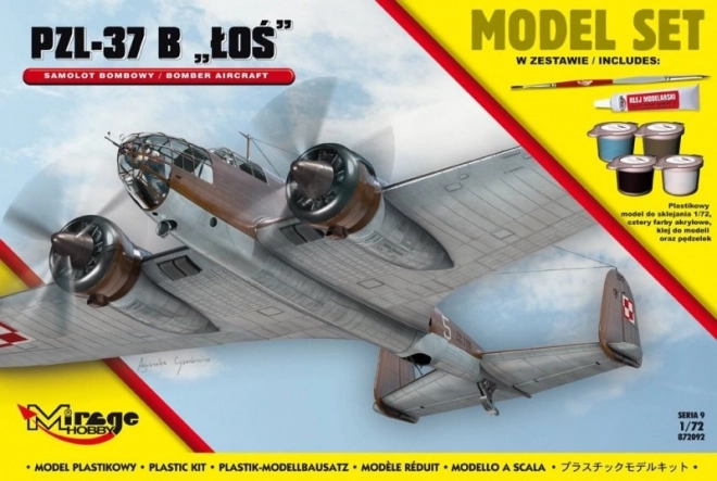 Model letala PZL‑37B Łoś 1:72 – plastični modelarski komplet