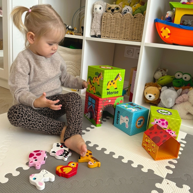Woopie zelena sestavljanka kmetija s kockami in figurami
