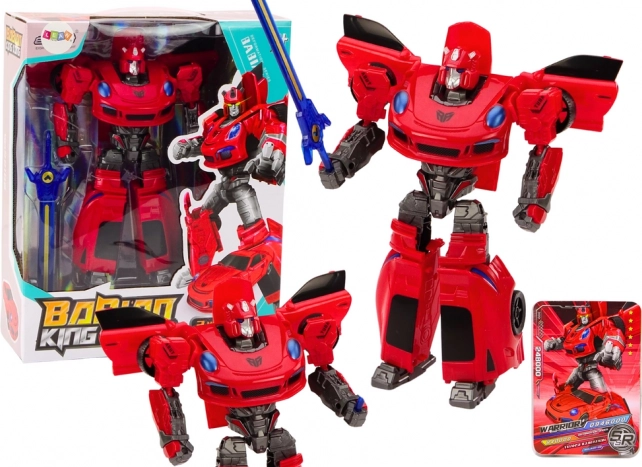 Avto robot 2v1 rdeči športni transformator