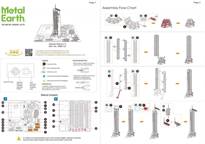 METAL EARTH 3D sestavljanka Apollo Saturn V z rampo