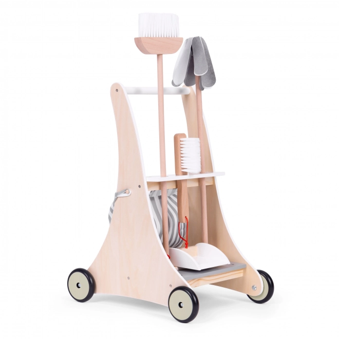 Leseni bež voziček za čiščenje ECOTOYS