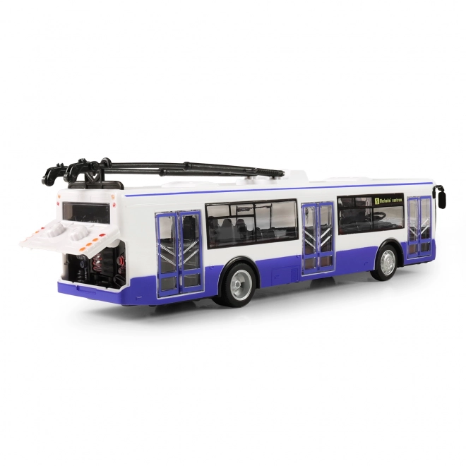 Trolejbus, ki napoveduje postaje v češčini, 28 cm moder