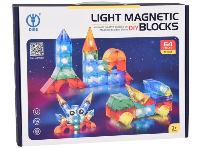 3D magnetni bloki Svetleči magnetni bloki 64 kosov ZA5240