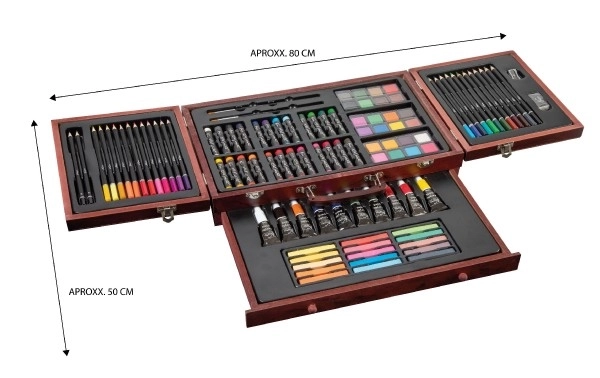 Set za slikanje - Art box kreativni set 103 kosov v lesenem kovčku v škatli 39x27x9cm