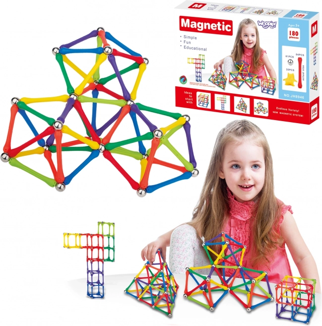 Magnetni gradbeni bloki Woopie Kreativni puzzle 180 kos