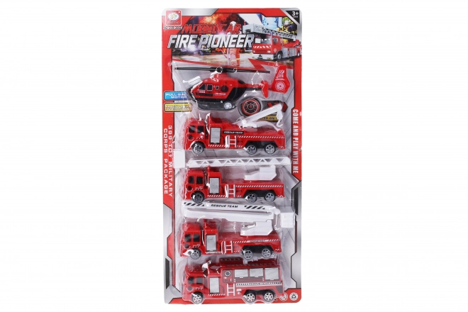 Gasilni set – avtomobilčki na vzmetni pogon 17 cm, 5 kosov