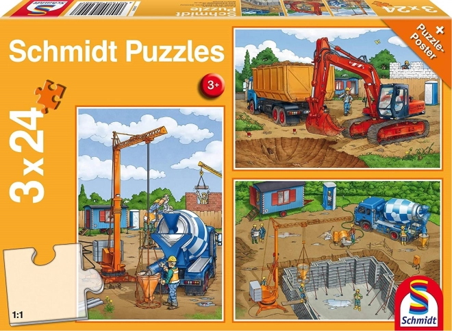 SCHMIDT Puzzle Na gradbišču 3x24 kosov