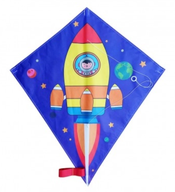 Leteči zmaj z motivom vesoljske rakete - 70 x 60 cm