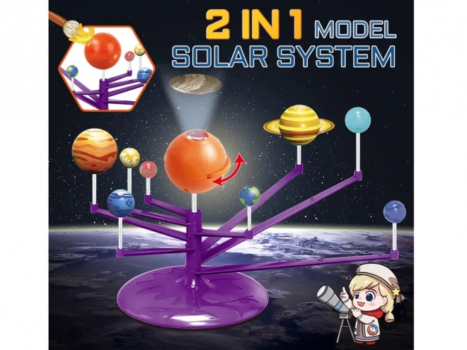 Izobraževalni set 2 v 1 Sončni sistem s projektorjem