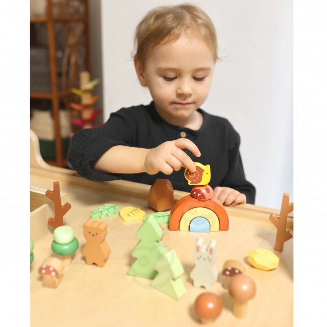 Gozdarski set z lesenimi kockami Tooky Toy