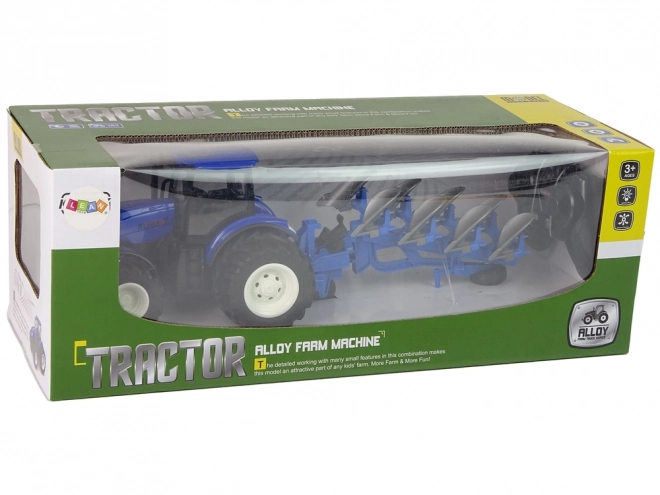 Daljinsko voden traktor 1:24 Modri kovinski plug