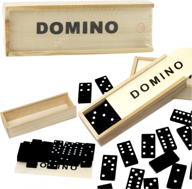 Leseno domino v škatlici, 32 črnih ploščic