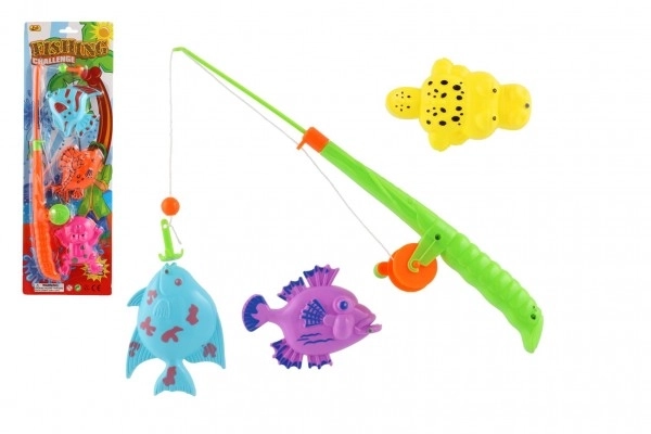 Igra ribe/ribič magnetna plastika 3kosi+palica plastika 34cm barvni mix na kartici