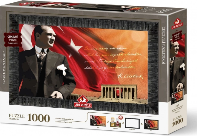 ART PUZZLE Sestavljanka z okvirjem in lepilom 3v1 1000 kosov – Atatürk in Anitkabir