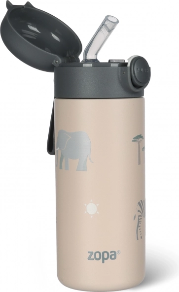 Termovka za tekočine s slamico in silikonskim držalom 350 ml, Safari