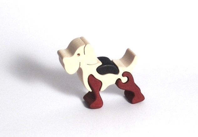 Fauna Leseni vstavljivi leseni puzzle iz masivnega kos lesa majhen kuža