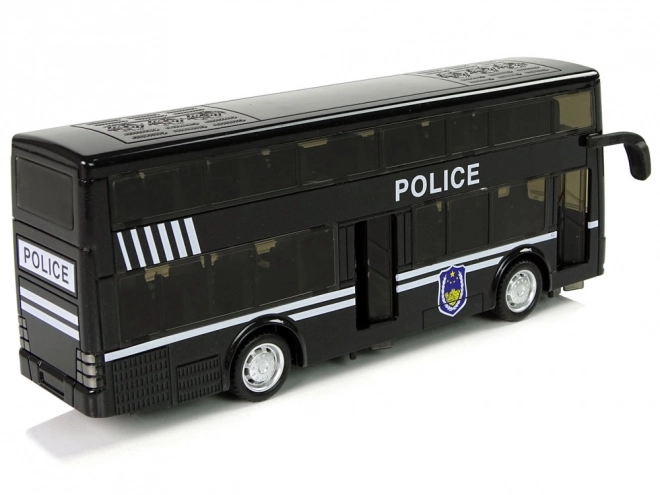 Policijski dvonadstropni črni avtobus s trenjem na pogon
