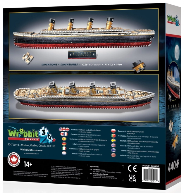3D sestavljanka Titanic od Wrebbit, 440 kosov