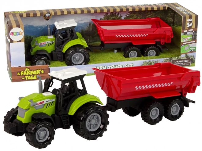 Zeleni traktor s rdečim priklopnikom Zvok