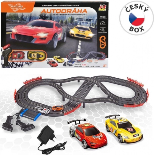 dirkalna steza Racing Collection z 2 avtomobiloma in upravljalniki, dolžina proge 440 cm