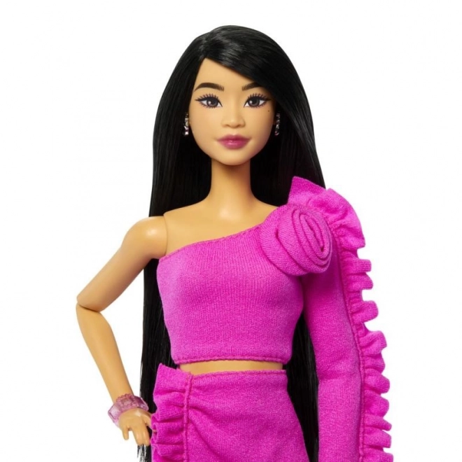 Lutka Barbie modelka v obleki z vrtnicami