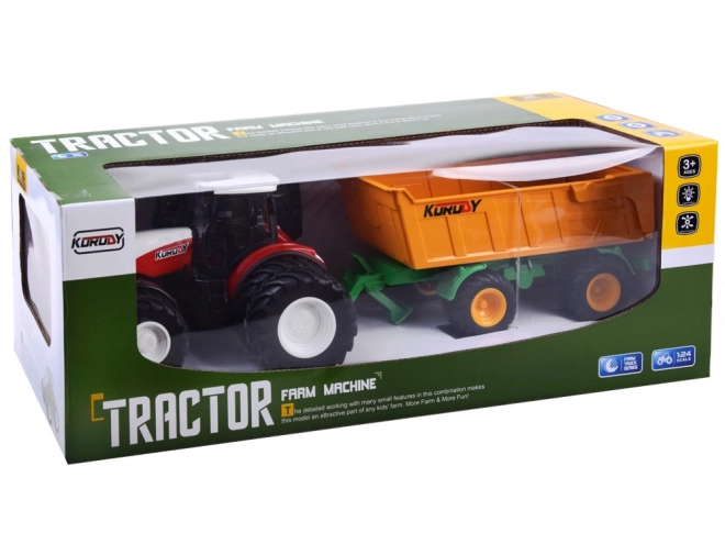 Daljinsko voden traktor z gumijastimi kolesi + prikolica RC0601