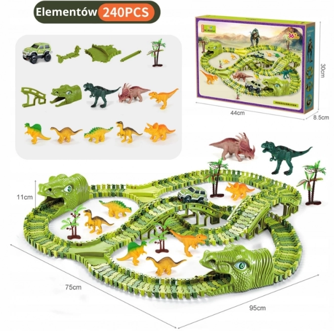 DIY dinozavrska dirkalna steza 240 delov