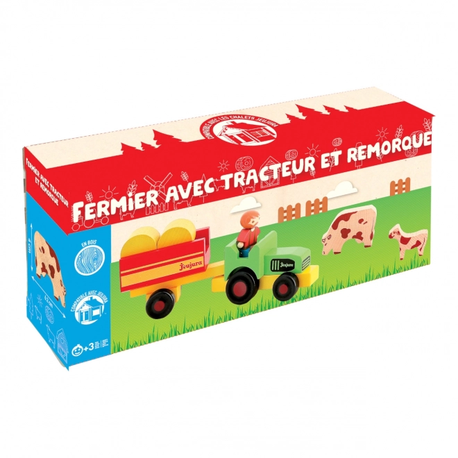 Jeujura lesene figurice kmet s traktorjem
