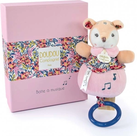 Darilni komplet DOUDOU – plišasta srnica z melodijo 20 cm
