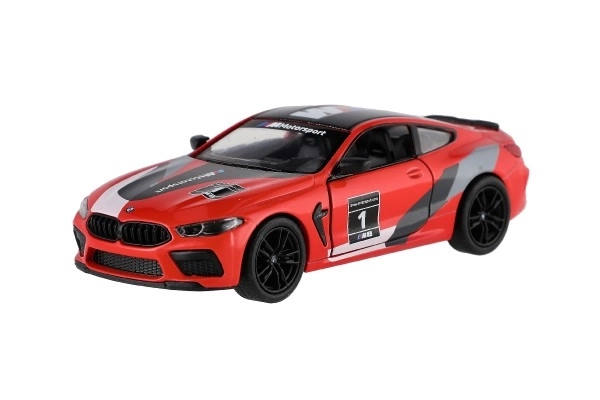 Avto Kinsmart BMW M8 Competition Coupé 1:38 kov/plast 12,5cm 4 barve na povratni pogon 12kom v škatli