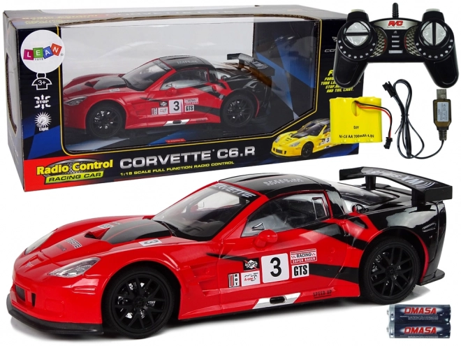 Športni dirkalni RC avto 1:18 Corvette C6.R rdeč 2.4G z osvetlitvijo