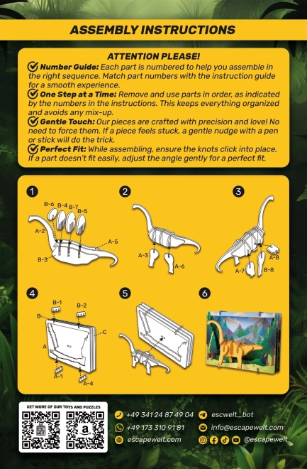 EscapeWelt 3D lesena sestavljanka Brontosaurus