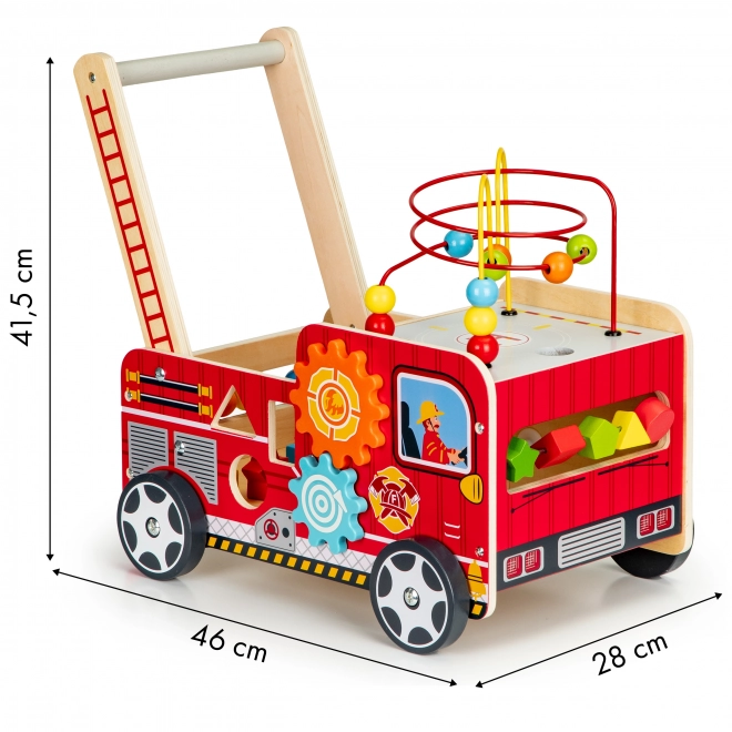 Lesena izobraževalna hojica z kockami - Gasilski avto ECOTOYS