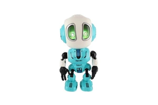 Robot ECHO ponavljajoče stavke kovinski 12cm modri na baterije s zvokom in svetlobo v škatli 10,5x15x5,5cm