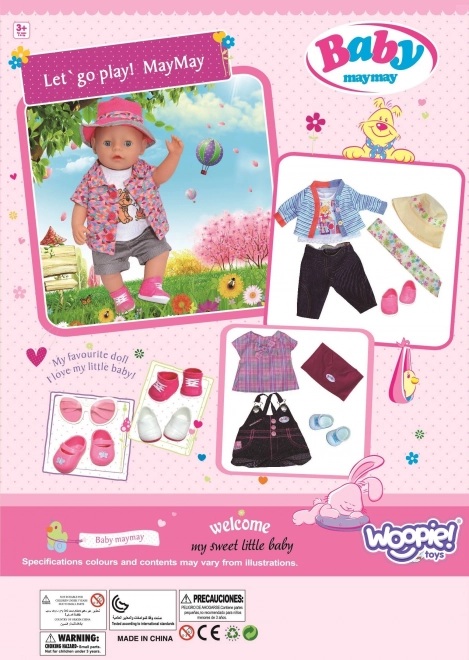 Modna oblačila za punčke LOVE s sončnimi očali in copatki 43-46 cm