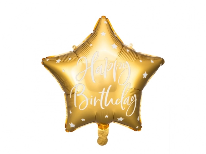 Zlati folijski balon s zvezdo Happy Birthday - 40 cm