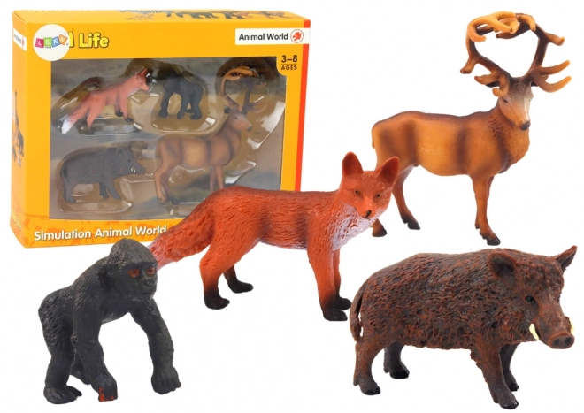 Set figur gozda Živali Jelen Divji prašič Lisica Gorila