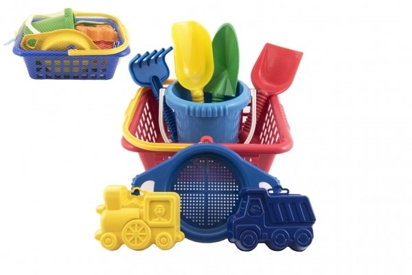 Košara set - 2 potice motika lopata grablje sito vedro nakupovalna košara plastika 12m+