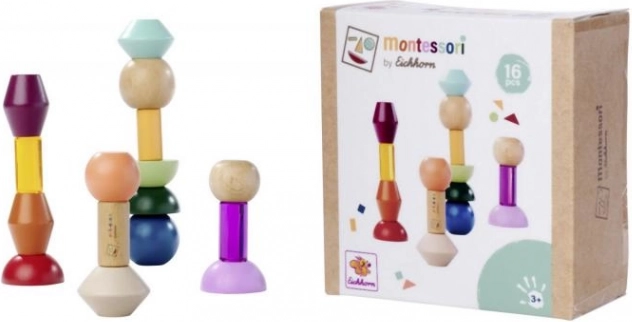 Montessori zložljivi bloki – lesena geometrijska sestavljanka