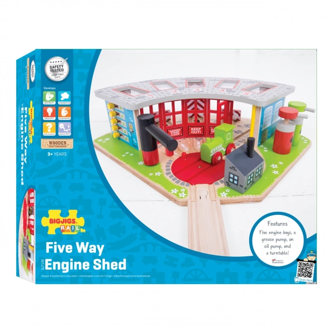 Bigjigs Rail Ekskluzivna garaža za 5 vlakcev