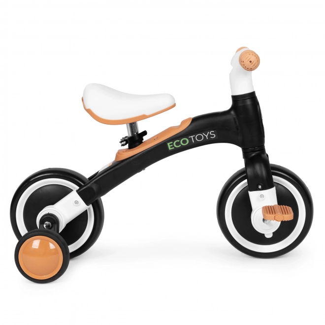Poganjalec s pedali in pomožnimi kolesci črn ECOTOYS